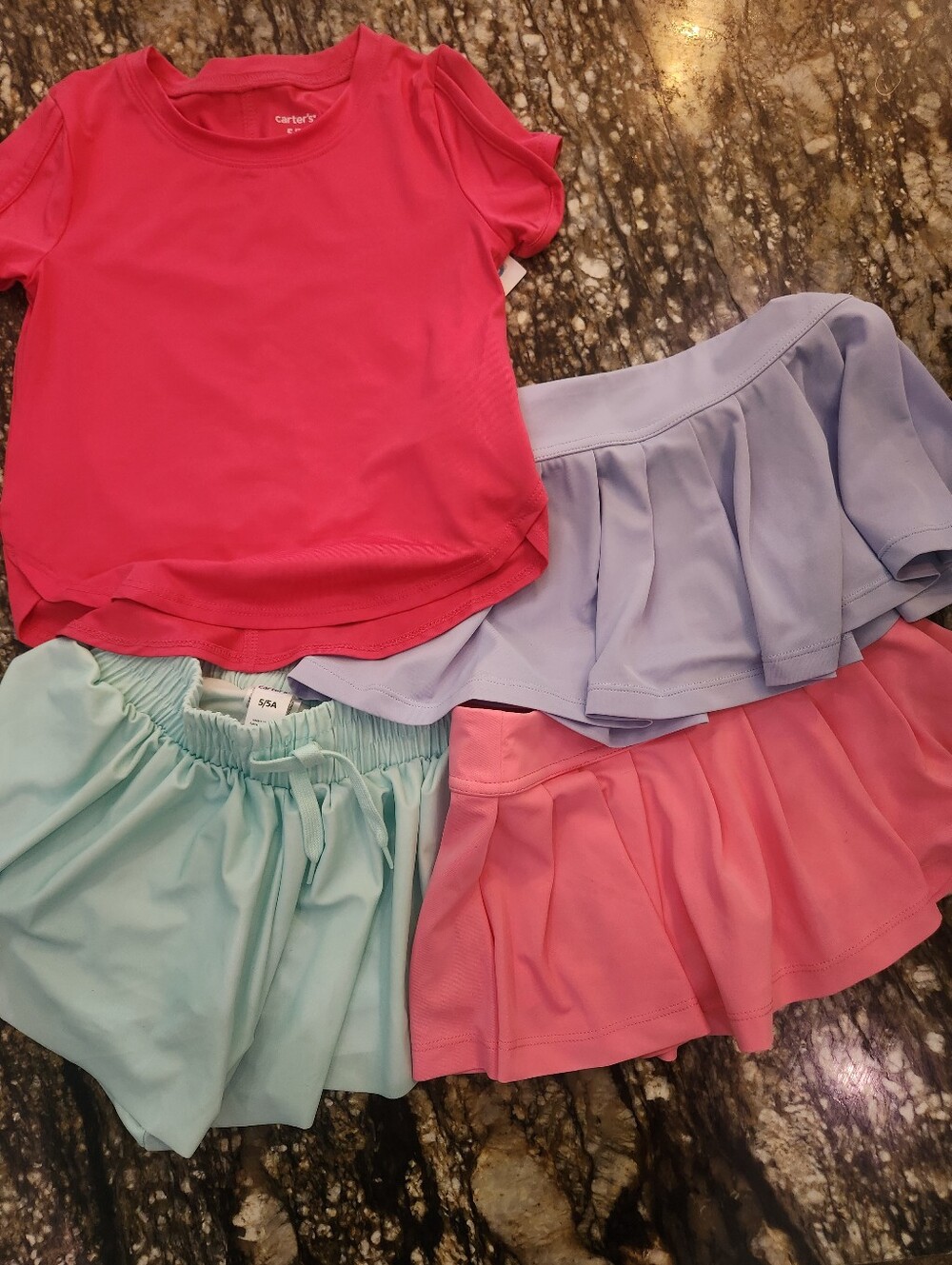 Carter's Bright Pink Tee with Lavender, Mint and Light Pink Skorts